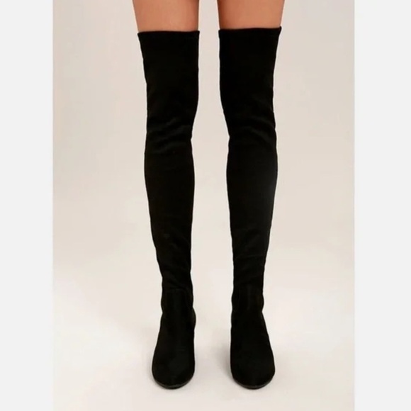 Steve Madden Isaac Black Vegan Suede Over the Knee Boots Black Sz 8 - Picture 16 of 16